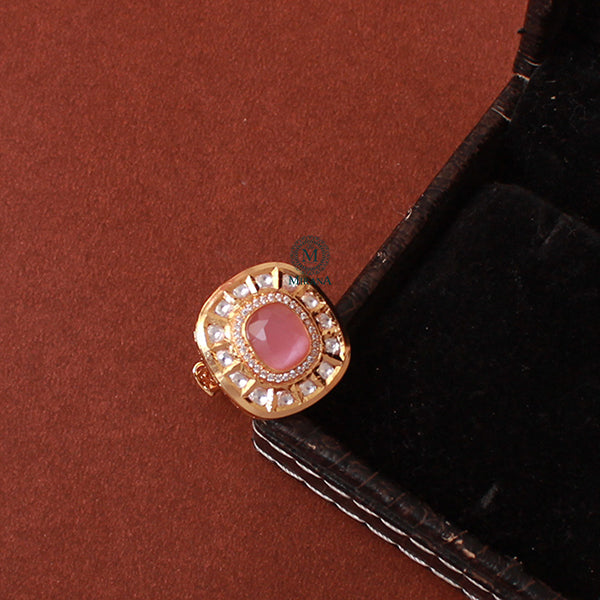 Jasmin Pastel Pink Polki Designer Ring