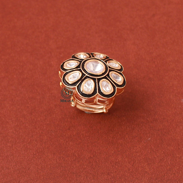 Vidhi Black Polki Designer Ring