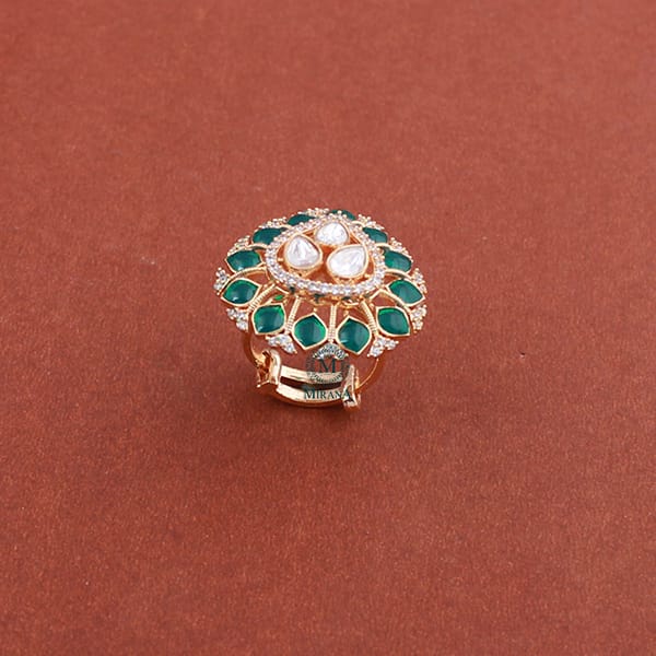 Kanika Emerald Green Polki Designer Ring