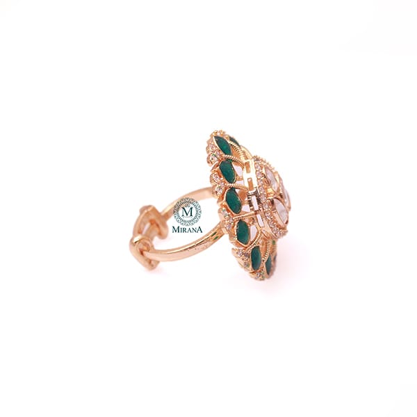 Kanika Emerald Green Polki Designer Ring