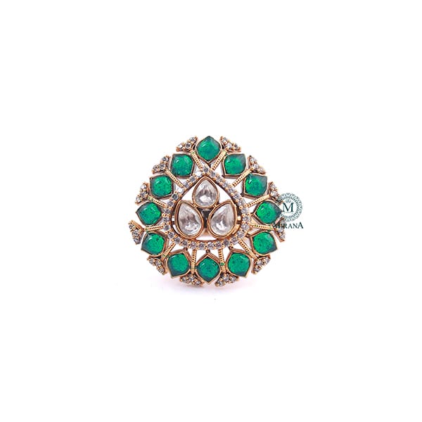 Kanika Emerald Green Polki Designer Ring