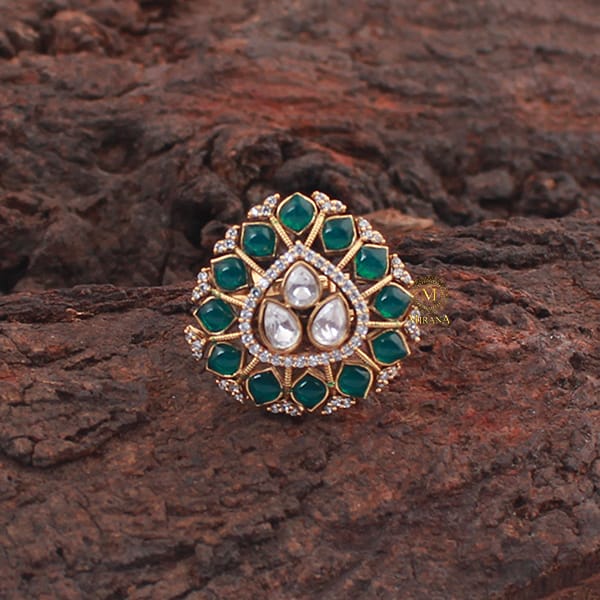 Kanika Emerald Green Polki Designer Ring