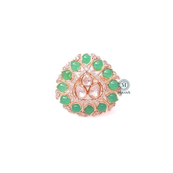 Kanika Mint Green Polki Designer Ring