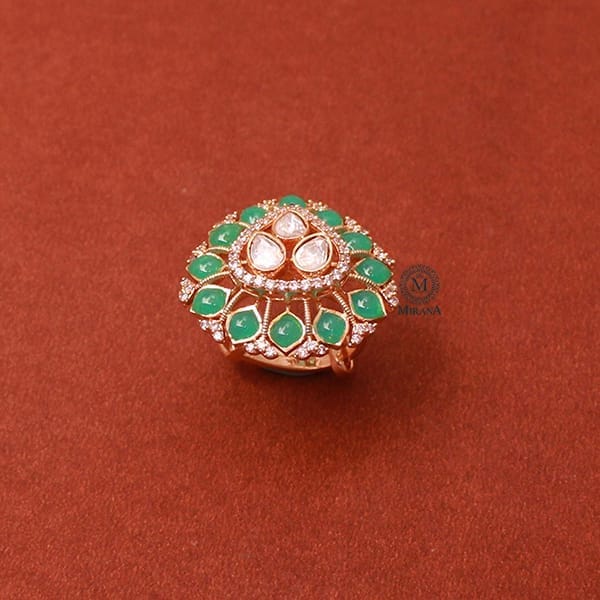 Kanika Mint Green Polki Designer Ring