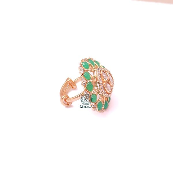 Kanika Mint Green Polki Designer Ring