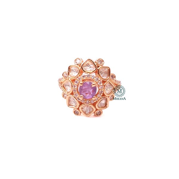 Ishika Lavender Polki Designer Ring