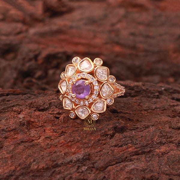 Ishika Lavender Polki Designer Ring