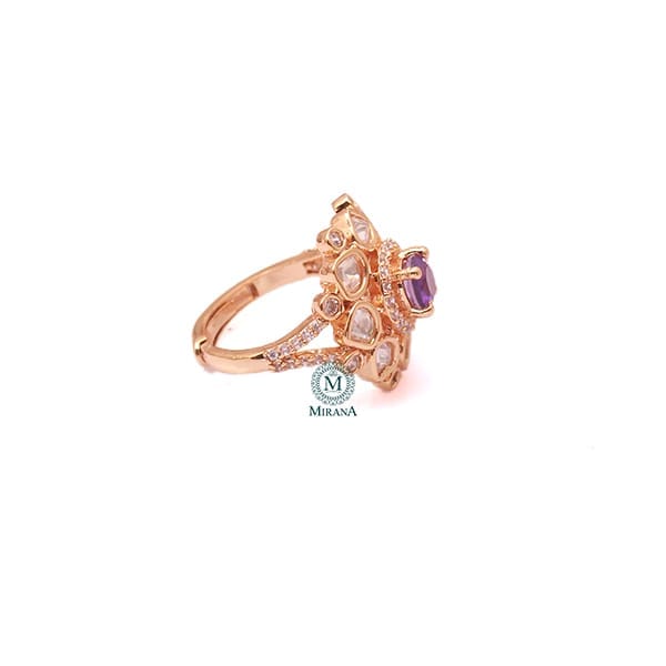 Ishika Lavender Polki Designer Ring