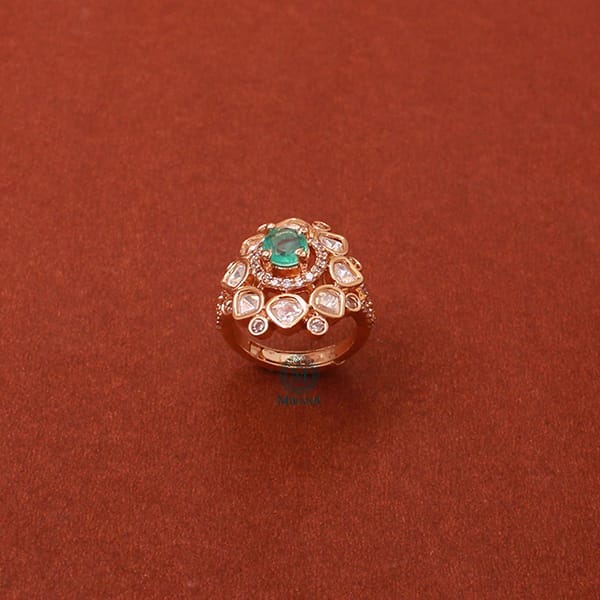 Ishika Mint Green Polki Designer Ring