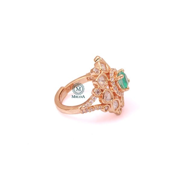 Ishika Mint Green Polki Designer Ring