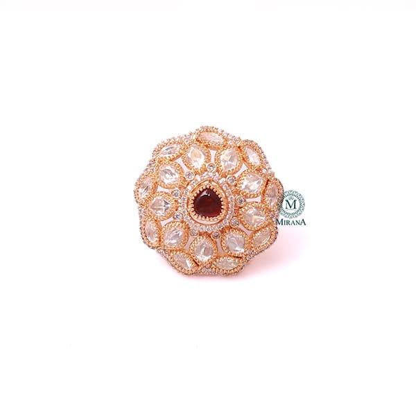 Jivika Ruby Polki Designer Ring