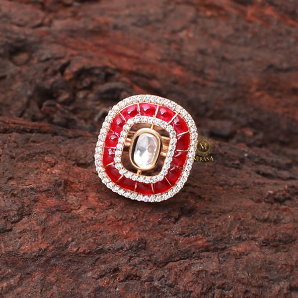 Sia Ruby Polki Designer Ring