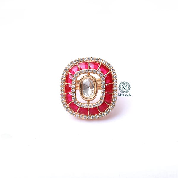 Sia Ruby Polki Designer Ring