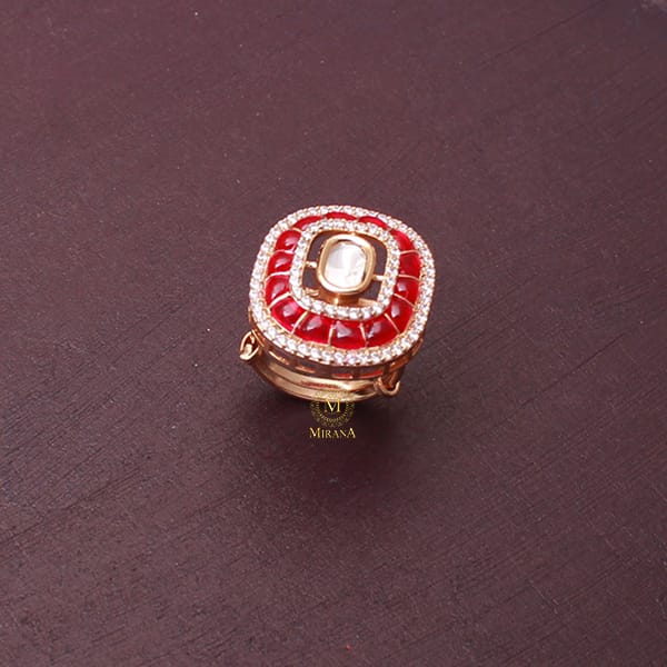 Sia Ruby Polki Designer Ring