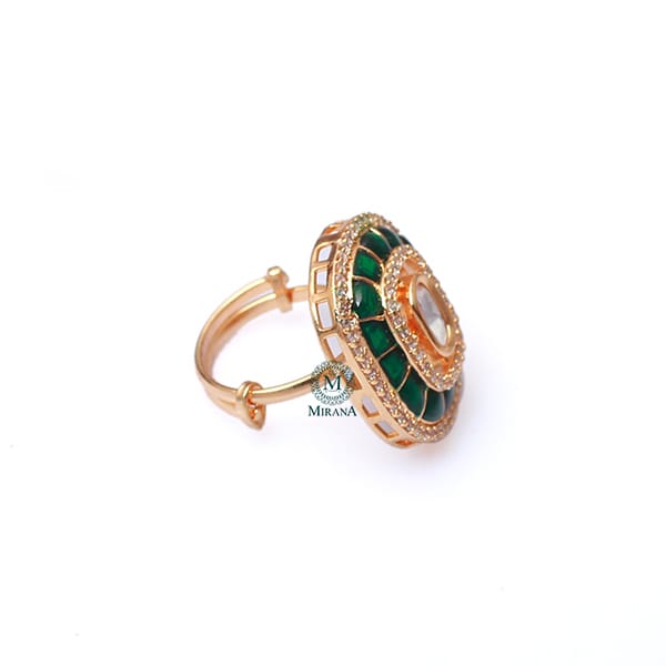 Sia Emerald Green Polki Designer Ring
