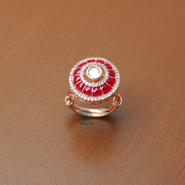 Devanshi Ruby Polki Designer Ring