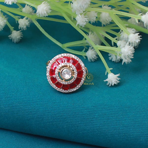 Devanshi Ruby Polki Designer Ring