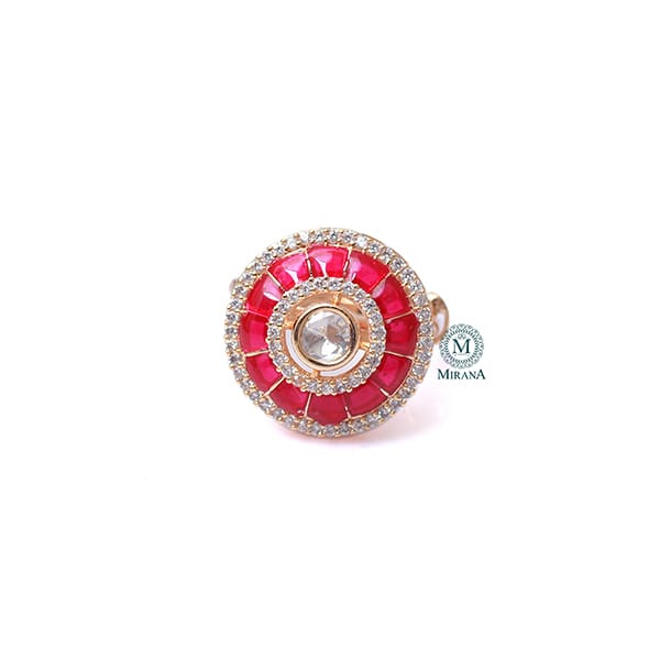 Devanshi Ruby Polki Designer Ring