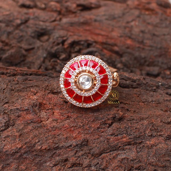 Devanshi Ruby Polki Designer Ring