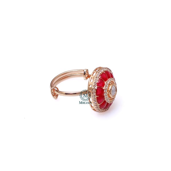 Devanshi Ruby Polki Designer Ring