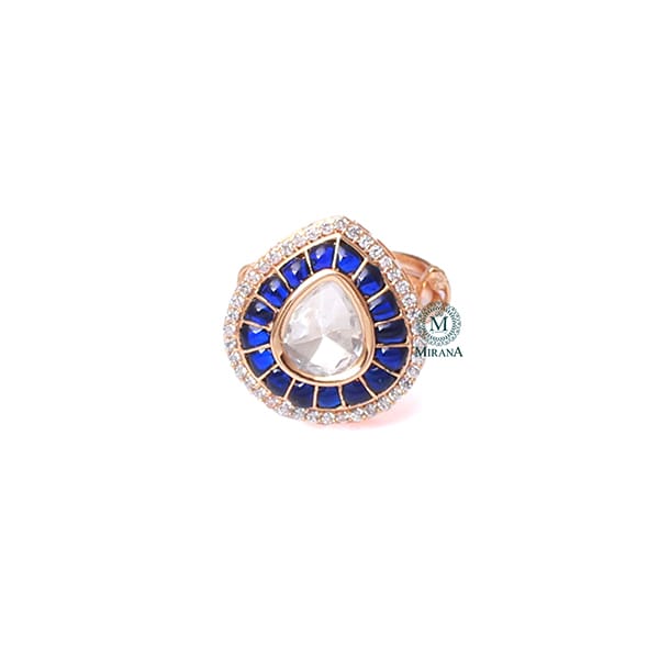 Shivani Sapphire Blue Polki Designer Ring