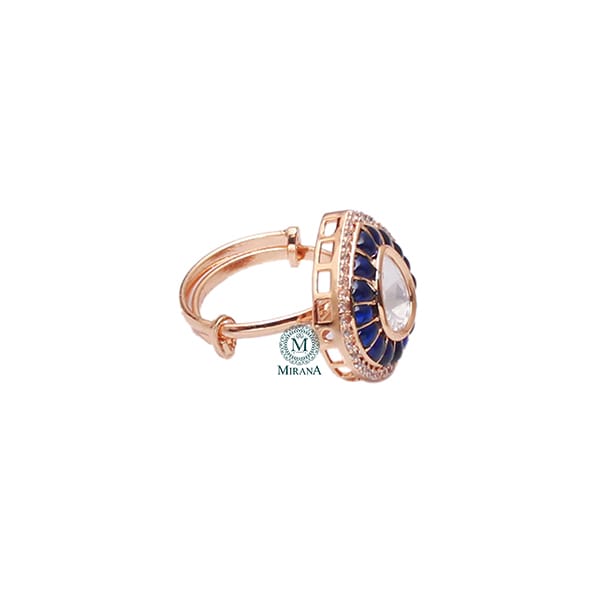 Shivani Sapphire Blue Polki Designer Ring