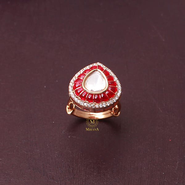 Shivani Ruby Polki Designer Ring