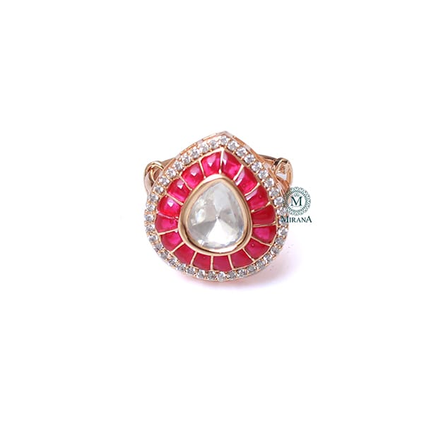 Shivani Ruby Polki Designer Ring