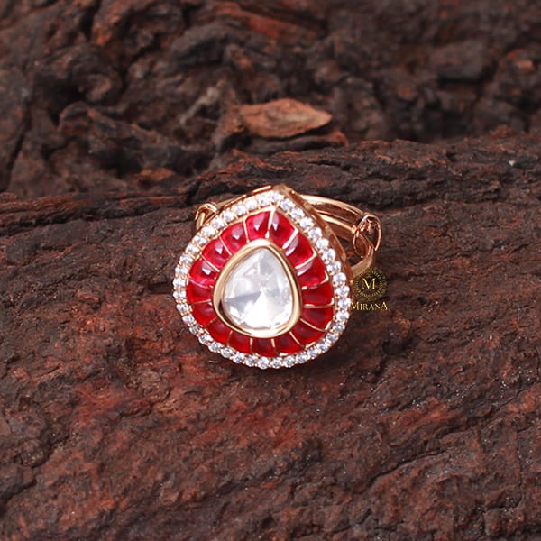 Shivani Ruby Polki Designer Ring