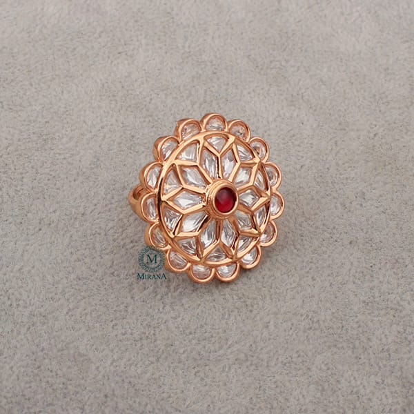 Madhvi Ruby Polki Designer Ring