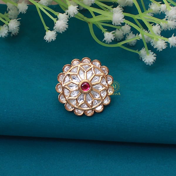 Madhvi Ruby Polki Designer Ring