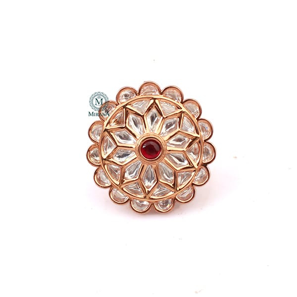 Madhvi Ruby Polki Designer Ring