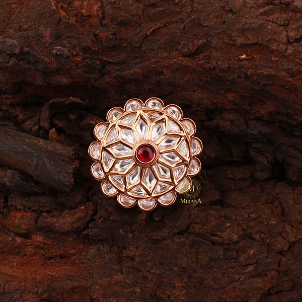 Madhvi Ruby Polki Designer Ring