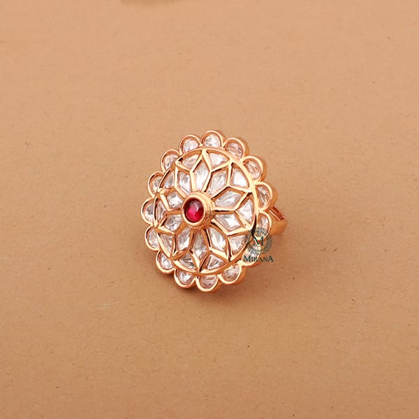 Madhvi Ruby Polki Designer Ring