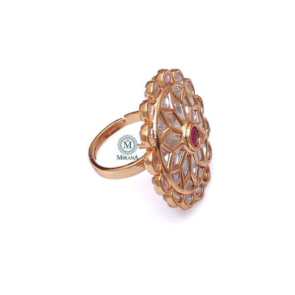 Madhvi Ruby Polki Designer Ring