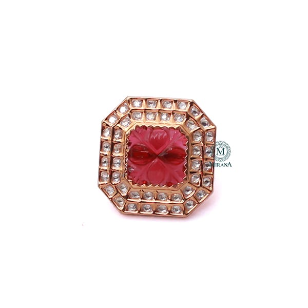 Vedika Ruby Polki Designer Ring