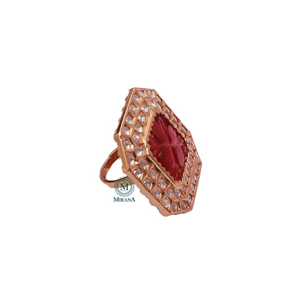 Vedika Ruby Polki Designer Ring