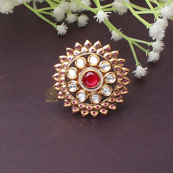 Adhya Ruby Polki Designer Ring