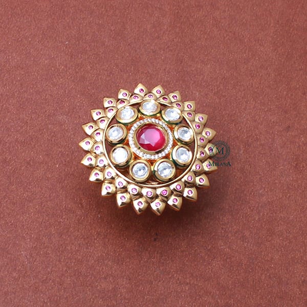 Adhya Ruby Polki Designer Ring