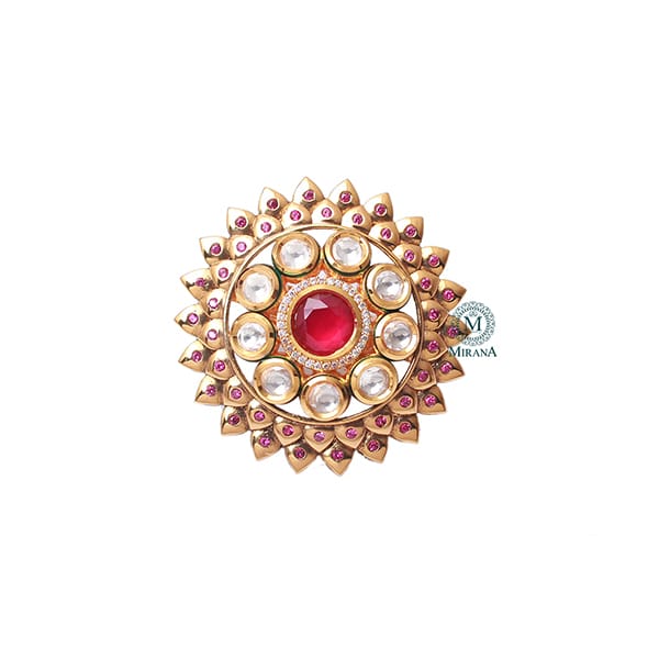 Adhya Ruby Polki Designer Ring