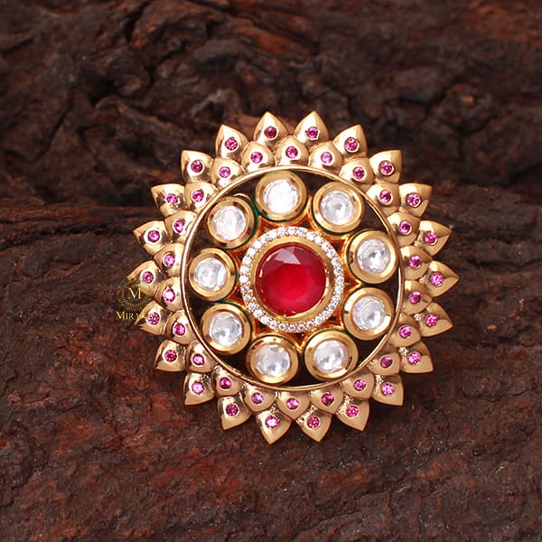 Adhya Ruby Polki Designer Ring