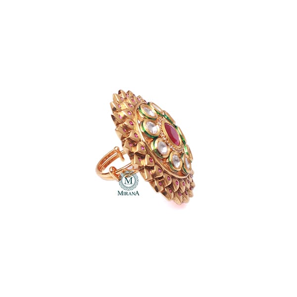 Adhya Ruby Polki Designer Ring