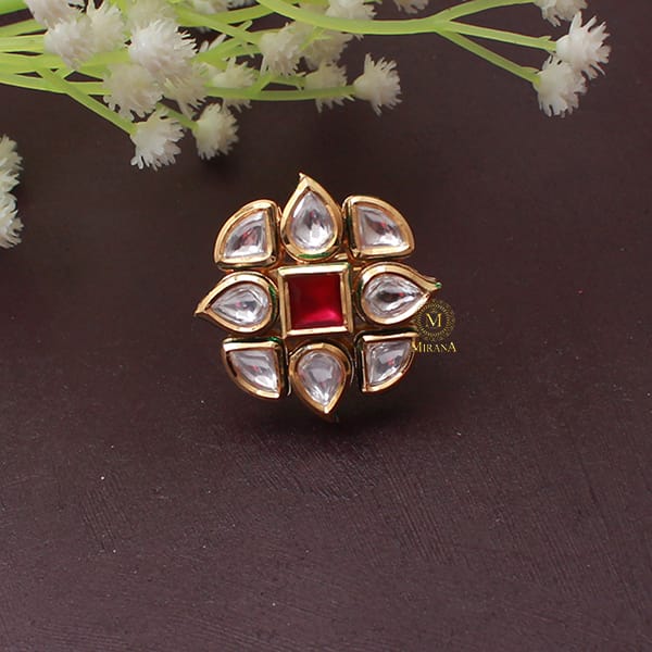 Chaaya Ruby Polki Designer Ring