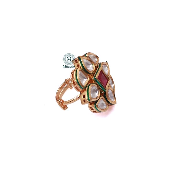 Chaaya Ruby Polki Designer Ring