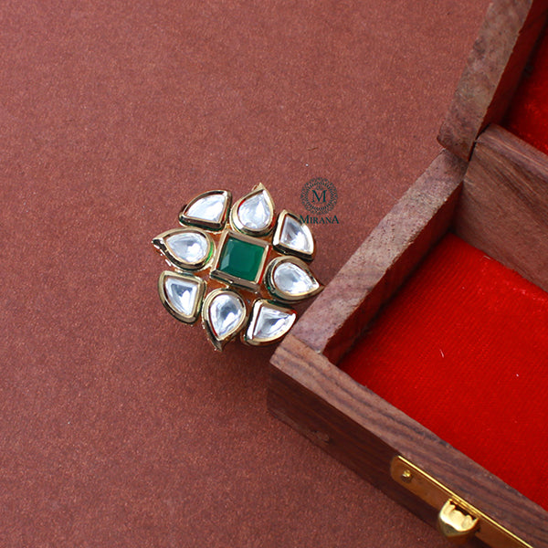 Chaaya Emerald Green Polki Designer Ring