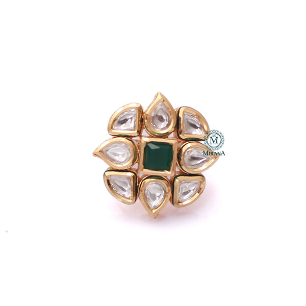 Chaaya Emerald Green Polki Designer Ring