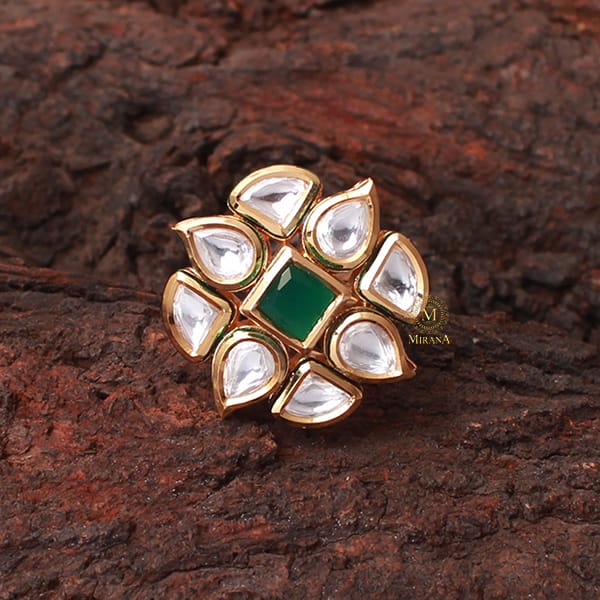 Chaaya Emerald Green Polki Designer Ring