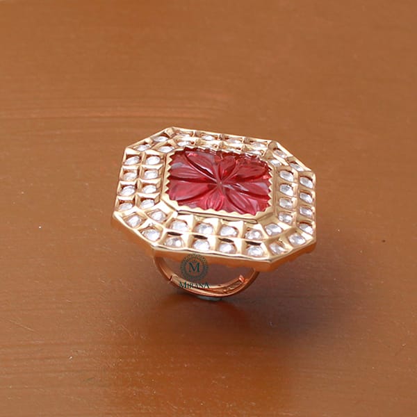 Saanchi Ruby Polki Designer Ring