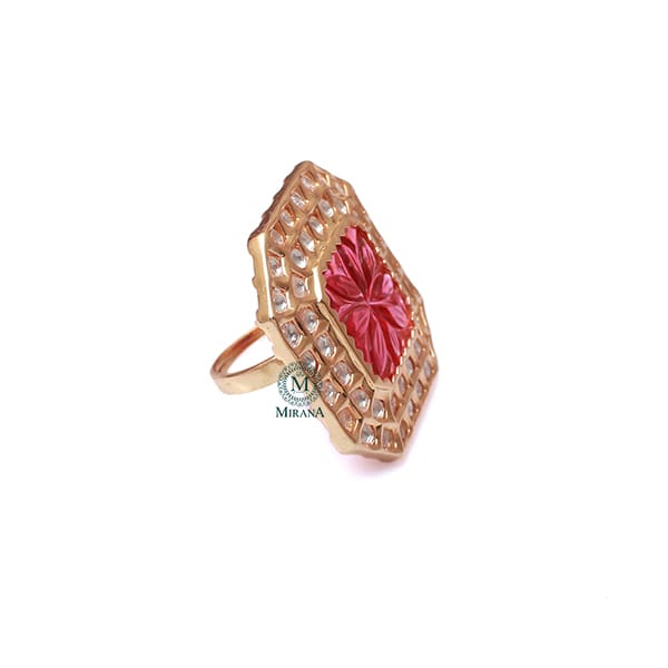 Saanchi Ruby Polki Designer Ring