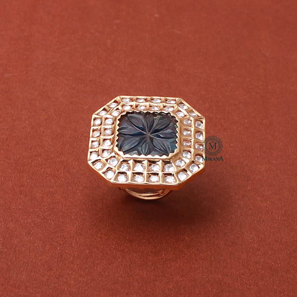 Saanchi Blue Polki Designer Ring